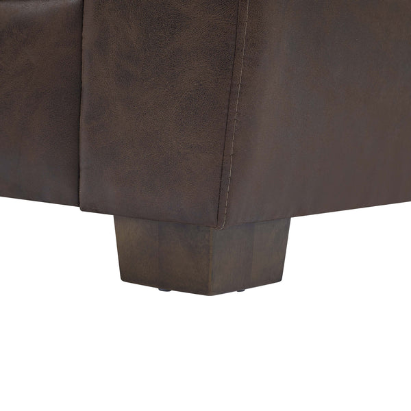 English Elm Vintage Tufted Leather Three Seat Sofa with Rolled Arms for Classic Living Rooms B343S00045