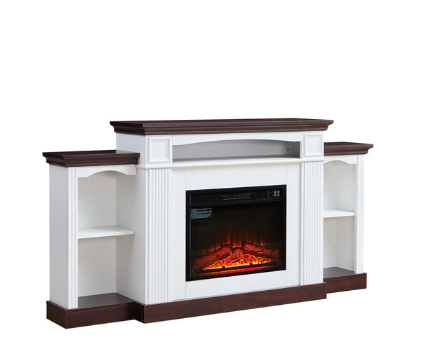 English Elm Electric Fireplace Tv Stand For 70" Tvs - Stylish Mantel With Remote, 3D Flames & Ample Storage W2393S00005