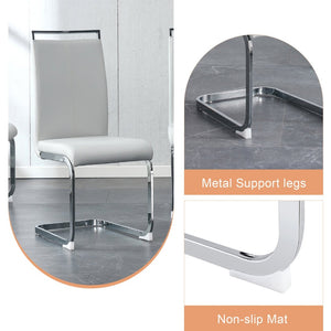 English Elm Table Modern Marble Pattern 9-Piece Dining Set – 71" Tempered Glass Table & 8 Light Gray Chairs W1151S02121-GIGA