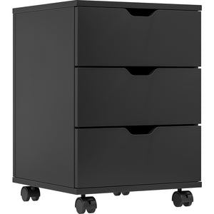 English Elm 3-drawer Rolling Wood File Cabinet with Locking Casters for Home Office Under Desk Black T3623P434233