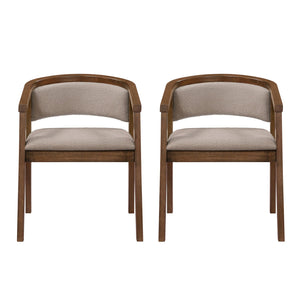 English Elm Christopher Knight Home® - U-shaped Mid-Century Dining Chair with Armrests, Bouclé Upholstery, High-Density Foam Comfort khaki,Walnut N771P331338T