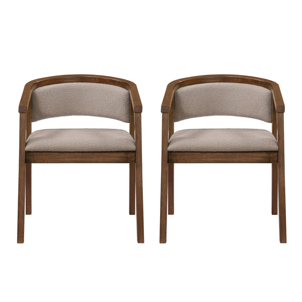 English Elm Christopher Knight Home® - U-shaped Mid-Century Dining Chair with Armrests, Bouclé Upholstery, High-Density Foam Comfort khaki,Walnut N771P331338T