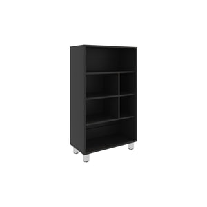 English Elm Bellagio 40" Tall Narrow Four-Tier Shelf Bookcase in Black — 6 Cubbies, 4 Shelves, Space-Saving Durable Design B200P253715