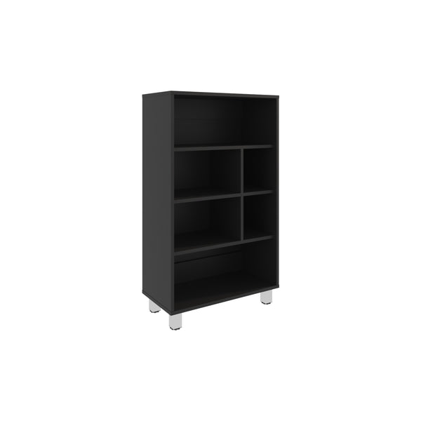 English Elm Bellagio 40" Tall Narrow Four-Tier Shelf Bookcase in Black — 6 Cubbies, 4 Shelves, Space-Saving Durable Design B200P253715