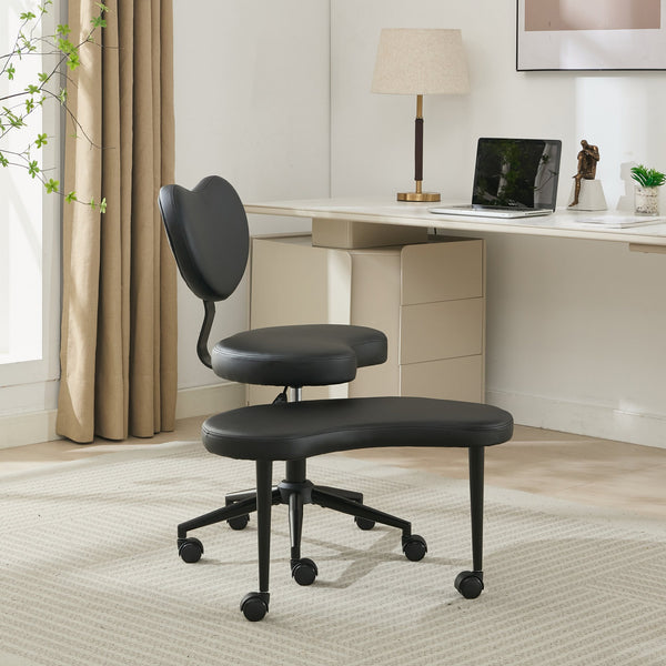 English Elm Meditation Chair Plus with Memory Foam Seat and Lumbar Support, Swivel Footstool for Active Sitting Black W1143P314941