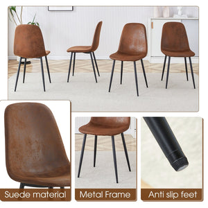 English Elm Table Solid Wood Dining Set With 4 Techno-Fabric Chairs, Imitation Rattan Legs For Home & Office W1151S04063-GIGA