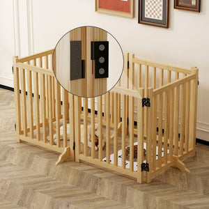 English Elm (6 Panel) Freestanding Wood Pet Gate Accordion Folding Indoor Dog Fence 31 Inch W2641P336052