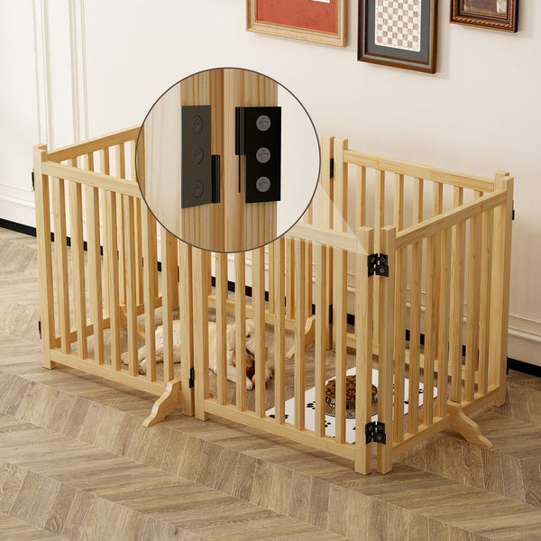 English Elm (6 Panel) Freestanding Wood Pet Gate Accordion Folding Indoor Dog Fence 31 Inch W2641P336052