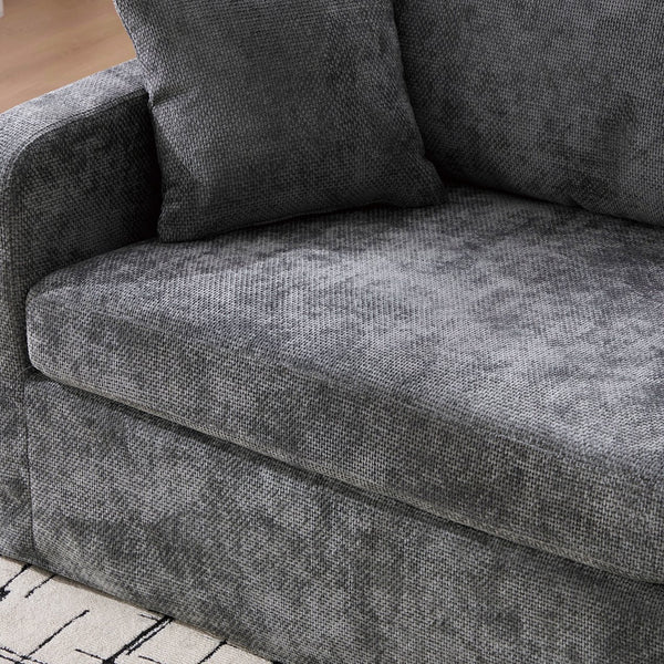 English Elm 43.9" Oversized Chenille Accent Chair with Bolster Pillows Farmhouse Living Room Seat Charcoal W3098P419126