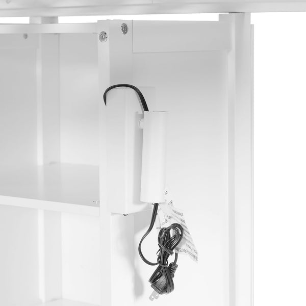 English Elm Twin Triple Bunk Bed with Built in Desk Open Shelving and Led Task Lighting White N7090002243K