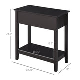 English Elm Homcom End Table, Narrow Side Table With Flip Top, Storage Cabinet, Bottom Shelf For Living Room, Dark Coffee