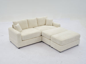 English Elm Modern Sectional Couch - Cozy 2-Piece Corduroy Slipcovers With Throw Pillows For Stylish Living Spaces W2915S00030