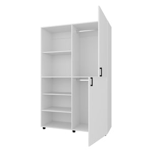 English Elm Ollie modern 2-door wardrobe with open shelving, scratch-resistant finish, roomy hanging space and shelves White 53 L x 23 W x 6 H B128S00186
