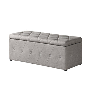 English Elm 1 Set of Two Linen Upholstered Rectangular Storage Ottomans for Bedroom Living Room W2297P455290