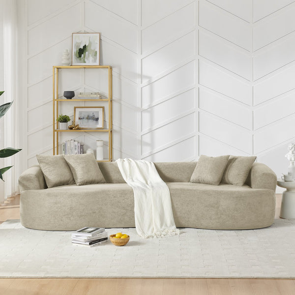 English Elm Modern Chenille Cloud Sectional Sofa Curved 4 Seat Living Room Couch Ready to Use Camel W1413S00132