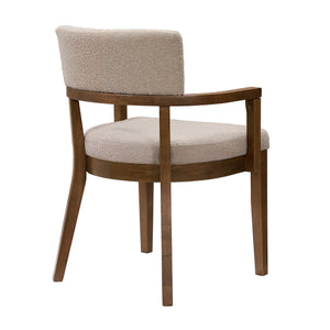 English Elm Christopher Knight Home® - Mid Mid Century Modern Boucle Dining Chairs with Wood Frame, U-Shape Arms, High-Density Foam Comfort khaki,Walnut N771P331337T