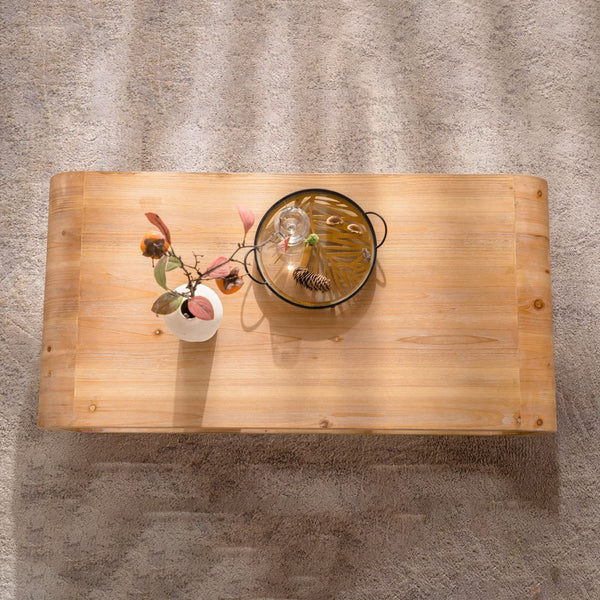 English Elm Modern Racetrack Oval Coffee Table Light Wood Veneer Open Shelf Airy Living Room W3081P352094