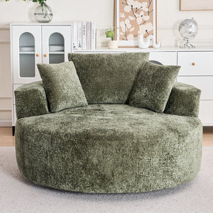 English Elm Round Swivel Barrel Chair Plush Chenille Upholstery Cozy Accent Seat for Any Room Green W2915P338893