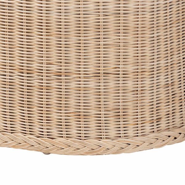 English Elm Braided Rattan Oval Storage Bench Mahogany Frame Lift Top Seat Entryway Boho B2750P467838