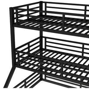 English Elm Twin Metal Triple Bunk Bed - Stylish Space-Saving Design With Safety Guardrails & Noise Reduction Features W1580S00169-GIGA
