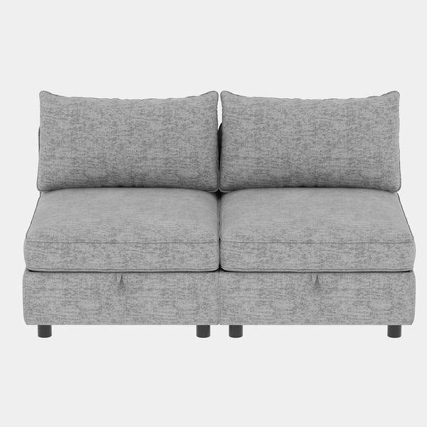 English Elm Love Seat Modular Sectional Sofa with Hidden Storage Mid Century Modern Small Space Grey W680S00131