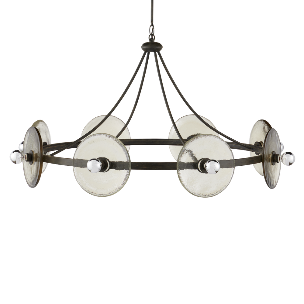 Circumstellar Disc Chandelier – Stunning Handmade Recycled Glass & Wrought Iron Light Fixture