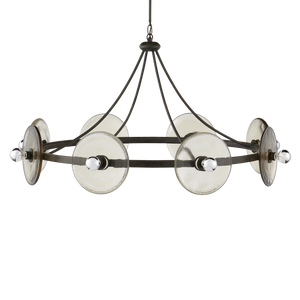 Circumstellar Disc Chandelier – Stunning Handmade Recycled Glass & Wrought Iron Light Fixture