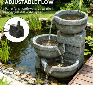 English Elm Garden Fountain 4 Tier Cascading Resin Bowls with Led Lights for Patio Decor T3971P421192
