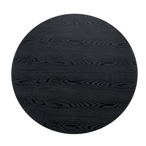 English Elm Round Mdf Dining Table with Gradient Cross Base Compact Modern Seating for Small Spaces Black W3875S00029