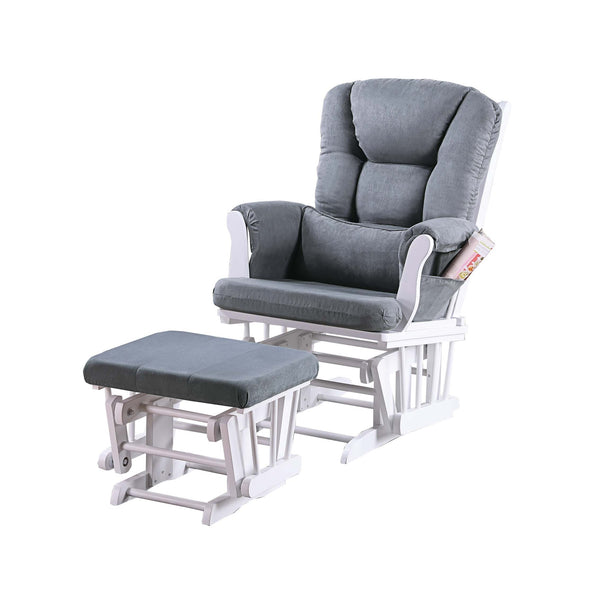 English Elm Luxurious Microfiber Glider Chair with Ottoman — Smooth Gliding Motion, Solid Wood Frame, Pocket Storage Dark Gray 36 L x 23 W x 21 H B011P375973