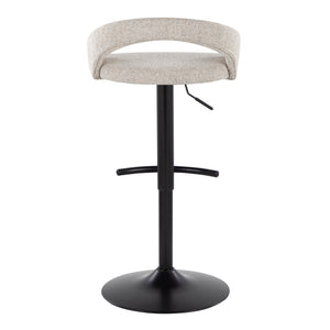 English Elm Adjustable Swivel Barstools Set of 2 Oat Fabric Seats with Black Metal Base B202S01975
