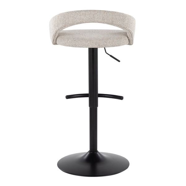 English Elm Adjustable Swivel Barstools Set of 2 Oat Fabric Seats with Black Metal Base B202S01975