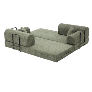 English Elm Convertible Bouclé Floor Sofa Bed Loveseat Daybed for Studio Living Room Green W5532P458419