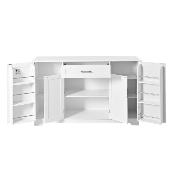 English Elm U_style Contemporary Buffet Cabinet Melamine Mdf Dining Room Storage with Adjustable Shelves White N711P437643K