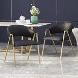 Christopher Knight Home® - Noble House - Gazo Modern Upholstered Dining Chair, Black and Gold - Set of 2