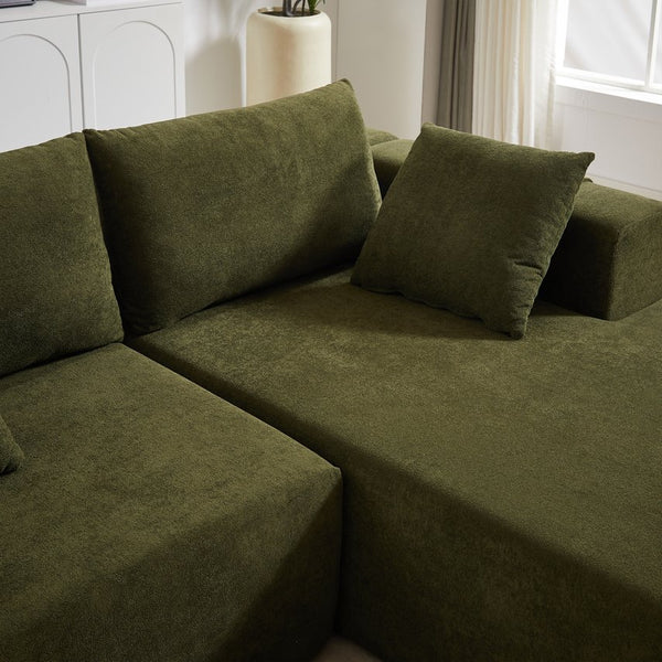 English Elm Modern Chenille Modular Sectional Sofa Set - L-Shaped Couch With 6 Pillows For Cozy Living Room Style W834S00395