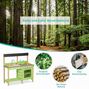 English Elm Kids Solid Wood Outdoor Mud Kitchen with Water Station and Imaginative Cooking Play W2640P454243