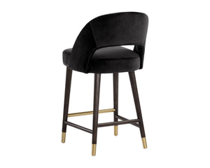 Sunpan Monae Counter Stool – Chic Barrel Back Design with Vintage Influence for Dining and Bar Spaces Abbington Black