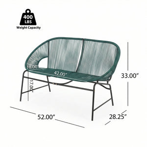 English Elm Condessa Outdoor Pe Rattan Loveseat Iron Frame Weather Resistant Patio Seating Teal N775P423051T