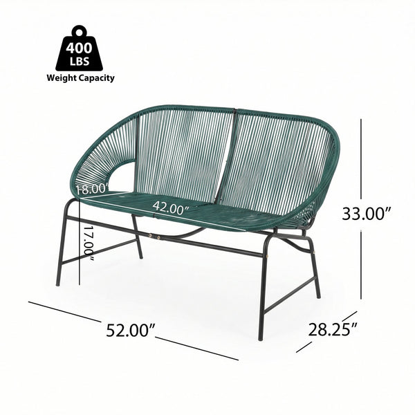English Elm Condessa Outdoor Pe Rattan Loveseat Iron Frame Weather Resistant Patio Seating Teal N775P423051T