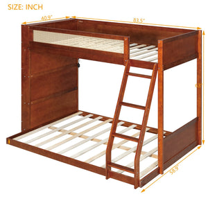 English Elm Twin Over Full Bunk Bed with Cane Guardrail Led Lighting and Built-in Bookshelf Espresso LT000351AAP
