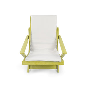 English Elm Pinecrest Outdoor Folding Lounge Chair Recycled Hdpe Reclining Patio Seat with Cushion Yellow B2745P409697