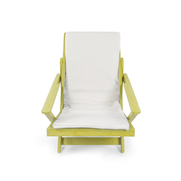 English Elm Pinecrest Outdoor Folding Lounge Chair Recycled Hdpe Reclining Patio Seat with Cushion Yellow B2745P409697