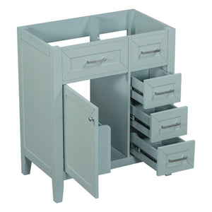 English Elm 30" Modern Bathroom Vanity Cabinet Base with 3 Drawers, Solid Frame MDF, Undermount Ready, 200lb Capacity Green WF321000AAF