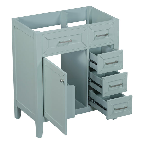 English Elm 30" Modern Bathroom Vanity Cabinet Base with 3 Drawers, Solid Frame MDF, Undermount Ready, 200lb Capacity Green WF321000AAF