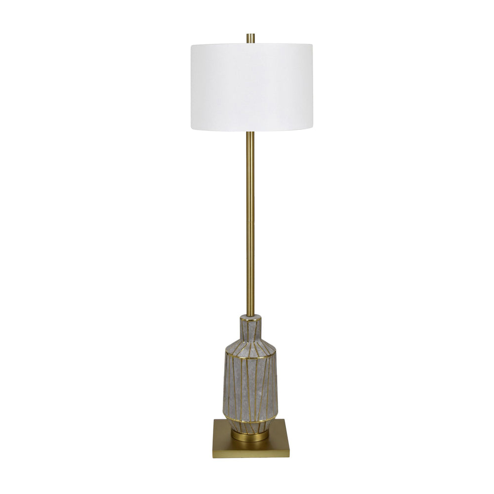 Crestview Collection 62.5"H Elegant Ceramic Floor Lamp With Chic Gold Accents, White Shade & Modern Design For Any Room   Cvap3122