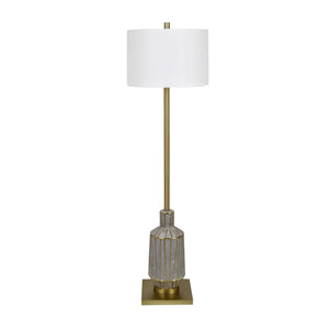 Crestview Collection 62.5"H Elegant Ceramic Floor Lamp With Chic Gold Accents, White Shade & Modern Design For Any Room   Cvap3122
