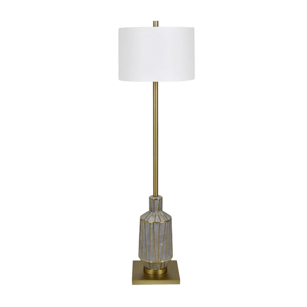 Crestview Collection 62.5"H Elegant Ceramic Floor Lamp With Chic Gold Accents, White Shade & Modern Design For Any Room   Cvap3122