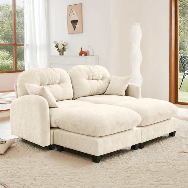 English Elm Cloud Sectional Sofa - Premium Chenille, Ergonomic Design, Modular Flexibility, Elegant Beige Comfort W714S01366
