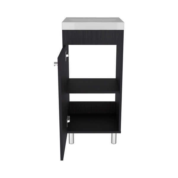 English Elm Bathroom Vanity Slim Sink Cabinet with Single Door, Engineered Wood, Space-Saving Modern Design Black 33.46 L x 18.9 W x 11.42 H B097P350315